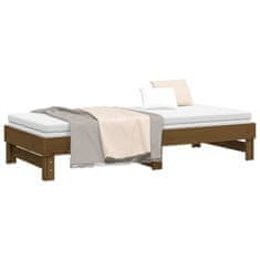 Vidaxl Izvlečna dnevna postelja medeno rjava 2x(90x200) cm borovina