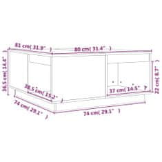 Vidaxl Klubska mizica črna 80x81x36,5 cm trdna borovina