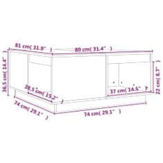 Vidaxl Klubska mizica 80x81x36,5 cm trdna borovina