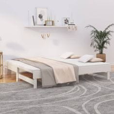 Vidaxl Izvlečna dnevna postelja bela 2x(90x190) cm trdna borovina