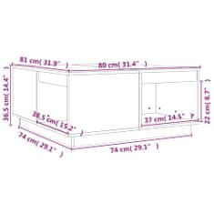 Vidaxl Klubska mizica siva 80x81x36,5 cm trdna borovina