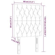 Vidaxl LED posteljno vzglavje črno 80x7x118/128 cm žamet