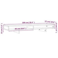 Vidaxl Stojalo za zaslon 100x27x14 cm trdna borovina