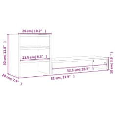 Vidaxl Stojalo za zaslon medeno rjavo 81x20x30 cm trdna borovina