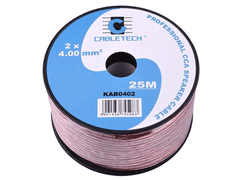 Cabletech Kabel za avtozvočnike 25m 2x 4.00 mm2 transparent