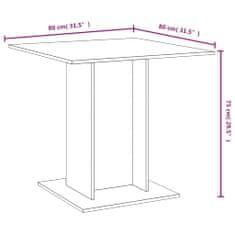 Vidaxl Jedilna miza rjav hrast 80x80x75 cm inženirski les