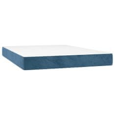 Vidaxl Box spring postelja z vzmetnico temno modra 140x200 cm žamet