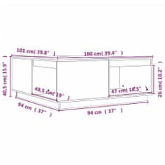 Vidaxl Klubska mizica medeno rjava 100x101x40,5 cm trdna borovina