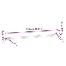 Vidaxl Stenske police 2 kosa črna 110x11x9 cm trdna borovina