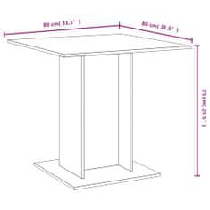 Vidaxl Jedilna miza dimljeni hrast 80x80x75 cm inženirski les