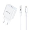 Vipfan E04 omrežni polnilec, USB-C, 20 W, QC 3.0 + kabel Lightning (bela)