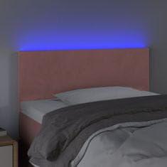 Vidaxl LED posteljno vzglavje roza 90x5x78/88 cm žamet