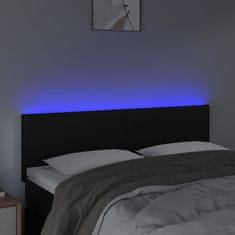 Vidaxl LED posteljno vzglavje črno 144x5x78/88 cm umetno usnje