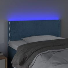 Vidaxl LED posteljno vzglavje temno modro 90x5x78/88 cm žamet