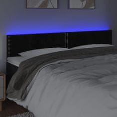 Vidaxl LED posteljno vzglavje črno 160x5x78/88 cm žamet