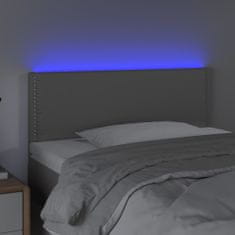 Vidaxl LED posteljno vzglavje sivo 90x5x78/88 cm umetno usnje