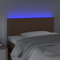 Vidaxl LED posteljno vzglavje rjavo 100x5x78/88 cm umetno usnje