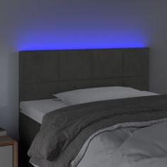 Vidaxl LED posteljno vzglavje temno sivo 80x5x78/88 cm žamet