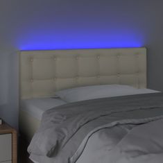 Vidaxl LED posteljno vzglavje krem 100x5x78/88 cm umetno usnje