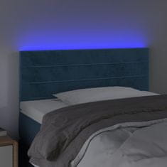 Vidaxl LED posteljno vzglavje temno modro 90x5x78/88 cm žamet