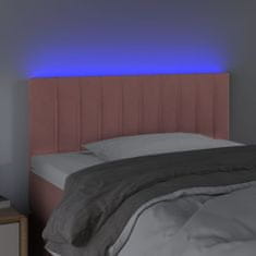 Vidaxl LED posteljno vzglavje roza 90x5x78/88 cm žamet