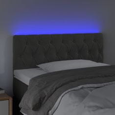 Vidaxl LED posteljno vzglavje temno sivo 90x7x78/88 cm žamet