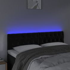 Vidaxl LED posteljno vzglavje črno 160x7x78/88 cm žamet