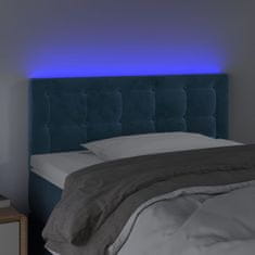 Vidaxl LED posteljno vzglavje temno modro 100x5x78/88 cm žamet