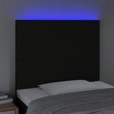 Vidaxl LED posteljno vzglavje črno 90x5x118/128 cm blago