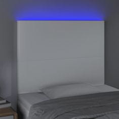 Vidaxl LED posteljno vzglavje belo 90x5x118/128 cm umetno usnje