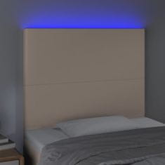 Vidaxl LED posteljno vzglavje kapučino 90x5x118/128 cm umetno usnje