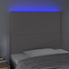 Vidaxl LED posteljno vzglavje sivo 100x5x118/128 cm umetno usnje