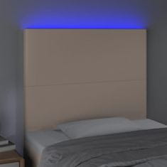 Vidaxl LED posteljno vzglavje kapučino 80x5x118/128 cm umetno usnje