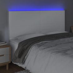 Vidaxl LED posteljno vzglavje belo 180x5x118/128 cm umetno usnje