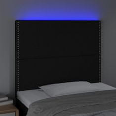 Vidaxl LED posteljno vzglavje črno 100x5x118/128 cm blago