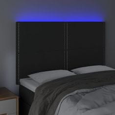 Vidaxl LED posteljno vzglavje črno 144x5x118/128 cm žamet