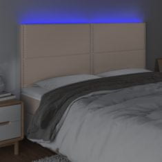 Vidaxl LED posteljno vzglavje kapučino 160x5x118/128 cm umetno usnje