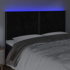 Vidaxl LED posteljno vzglavje črno 200x5x118/128 cm žamet