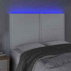 Vidaxl LED posteljno vzglavje belo 144x5x118/128 cm umetno usnje