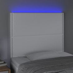 Vidaxl LED posteljno vzglavje belo 100x5x118/128 cm umetno usnje