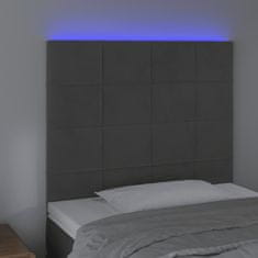 Vidaxl LED posteljno vzglavje temno sivo 80x5x118/128 cm žamet