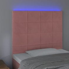 Vidaxl LED posteljno vzglavje roza 80x5x118/128 cm žamet