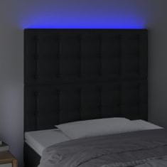 Vidaxl LED posteljno vzglavje črno 90x5x118/128 cm umetno usnje