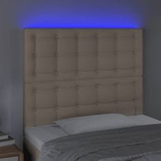 Vidaxl LED posteljno vzglavje kapučino 100x5x118/128 cm umetno usnje