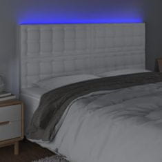 Vidaxl LED posteljno vzglavje belo 200x5x118/128 cm umetno usnje