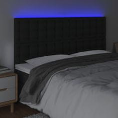 Vidaxl LED posteljno vzglavje črno 200x5x118/128 cm umetno usnje