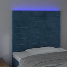 Vidaxl LED posteljno vzglavje temno modro 80x5x118/128 cm žamet