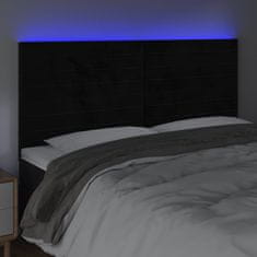 Vidaxl LED posteljno vzglavje črno 200x5x118/128 cm žamet