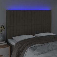 Vidaxl LED posteljno vzglavje taupe 144x5x118/128 cm blago