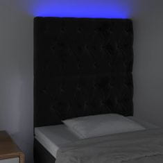 Vidaxl LED posteljno vzglavje črno 80x7x118/128 cm žamet